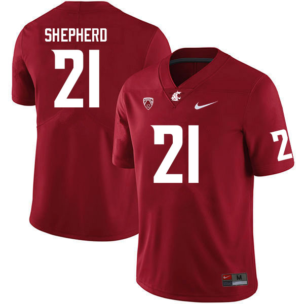 Washington State Cougars #21 Adrian Shepherd College Football Jerseys Sale-Crimson